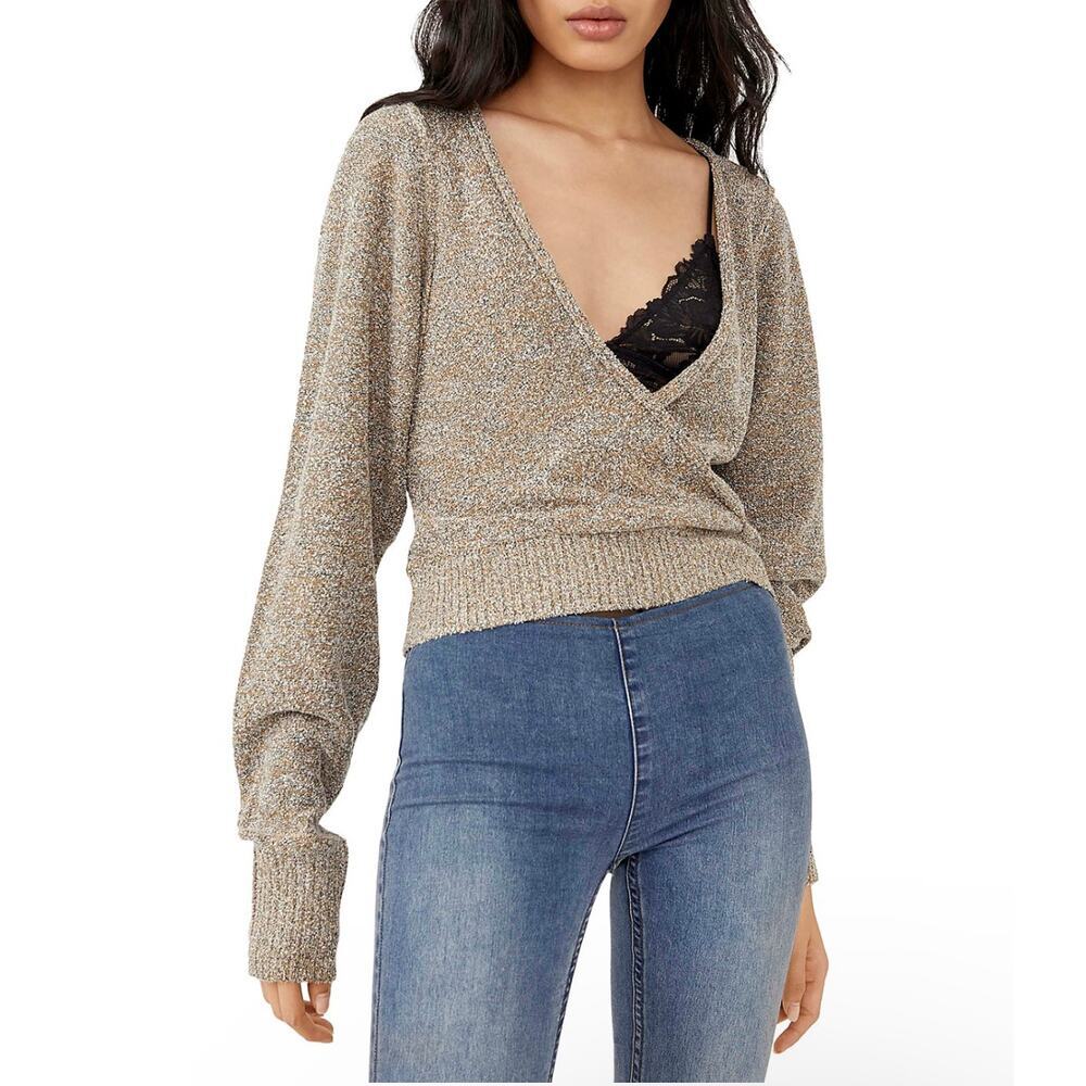 New Free People Going For Gold Sweater Women's Size M